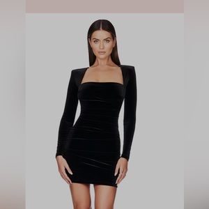 Beautiful squared neck black velvet dress